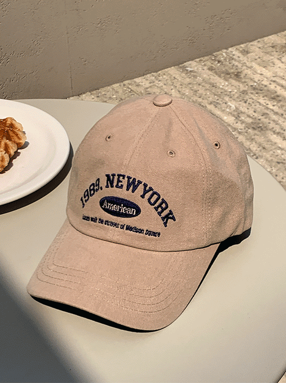 뉴욕 자수 레터링 볼캡 모자