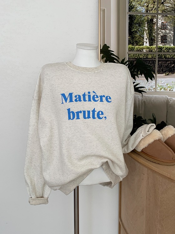 마티 레터링 오버핏 기모 맨투맨 티셔츠
